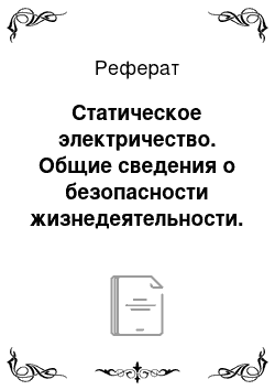 Реферат: Статическое электричество. Общие сведения о безопасности жизнедеятельности. Управление охраной труда