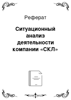 Реферат: Ситуационный анализ деятельности компании «СКЛ»