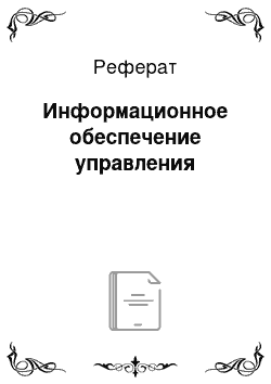 Реферат: Информационное обеспечение управления