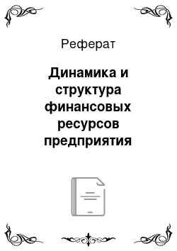 Реферат: Динамика и структура финансовых ресурсов предприятия