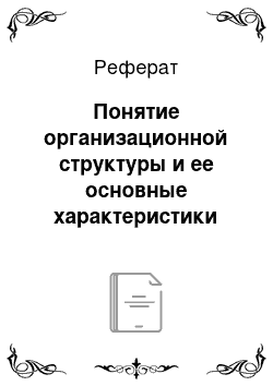 Реферат: Понятие организационной структуры и ее основные характеристики