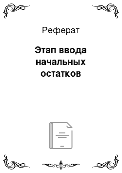 Реферат: Этап ввода начальных остатков