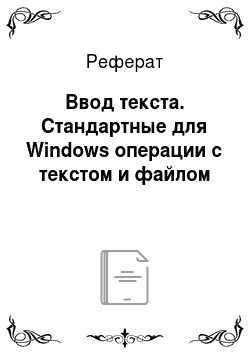 Реферат: Ввод текста. Стандартные для Windows операции с текстом и файлом