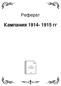 Реферат: Кампания 1914-1915 гг