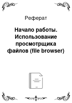 Реферат: Начало работы. Использование просмотрщика файлов (file browser)