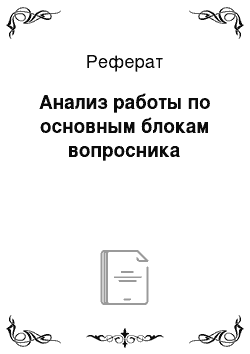 Реферат: Анализ работы по основным блокам вопросника