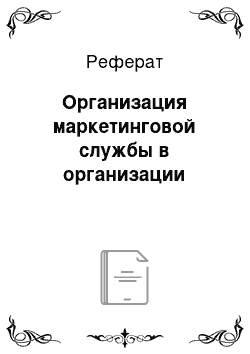 Реферат: Организация маркетинговой службы в организации