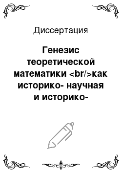 Диссертация: Генезис теоретической математики <br/>как историко-научная и историко-философская проблема