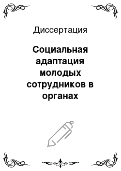 Диссертация: Социальная адаптация молодых сотрудников в органах внутренних дел