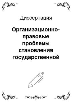 Диссертация: Организационно-правовые проблемы становления государственной власти в субъектах Российской Федерации