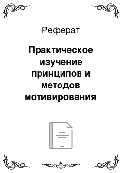 Реферат: Практическое изучение принципов и методов мотивирования