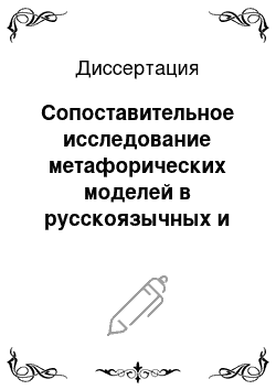 Диссертация: Сопоставительное исследование метафорических моделей в русскоязычных и англоязычных романах В.В. Набокова