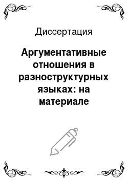 Диссертация: Аргументативные отношения в разноструктурных языках: на материале русского, английского и чувашского языков