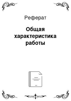 Реферат: Общая характеристика работы