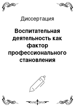 Диссертация: Воспитательная деятельность как фактор профессионального становления личности студента колледжа