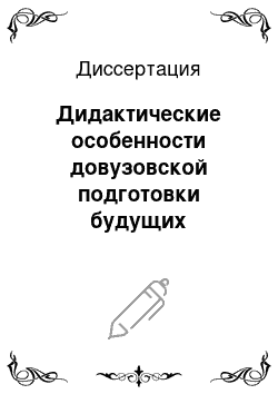 Диссертация: Дидактические особенности довузовской подготовки будущих менеджеров туризма в системе непрерывного профессионального образования