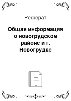 Реферат: Общая информация о новогрудском районе и г. Новогрудке