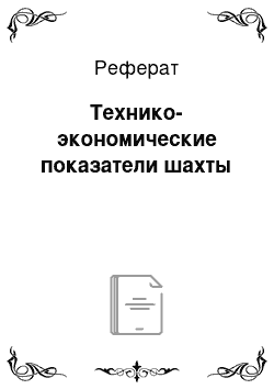 Реферат: Технико-экономические показатели шахты