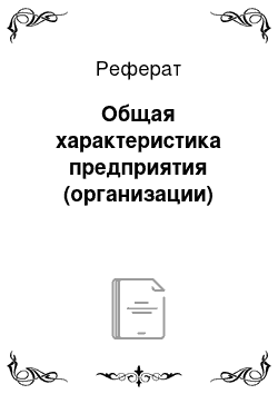 Реферат: Общая характеристика предприятия (организации)