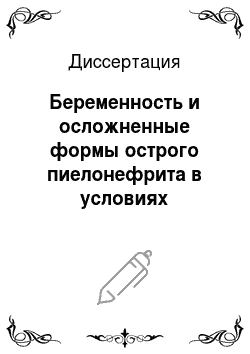 Диссертация: Беременность и осложненные формы острого пиелонефрита в условиях крупного региона Западной Сибири