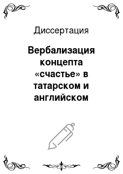Диссертация: Вербализация концепта «счастье» в татарском и английском языках