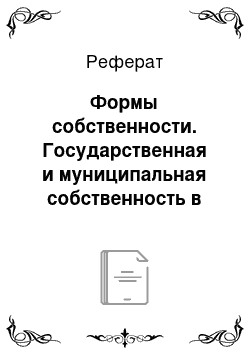 Реферат: Муниципальная собственность