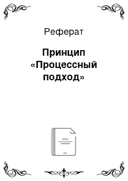 Реферат: Принцип «Процессный подход»