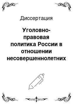 Диссертация: Уголовно-правовая политика России в отношении несовершеннолетних правонарушителей и роль ответственности в ее реализации