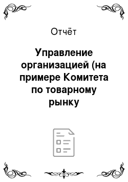 Отчёт: Управление организацией (на примере Комитета по товарному рынку Администрации г. Екатеринбурга)