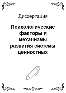 Диссертация: Психологические факторы и механизмы развития системы ценностных ориентаций личности