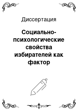 Диссертация: Социально-психологические свойства избирателей как фактор предпочтения ими политических лидеров