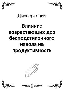 Диссертация: Влияние возрастающих доз бесподстилочного навоза на продуктивность кормового севооборота и качество урожая многолетних злаковых трав