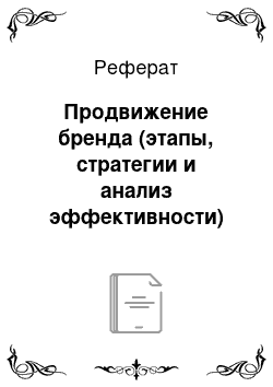 Реферат: Продвижение бренда (этапы, стратегии и анализ эффективности)