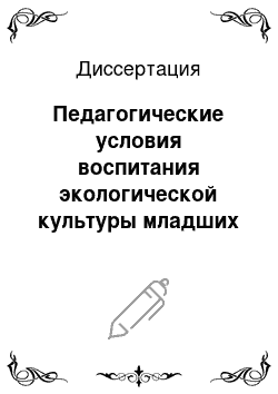 Диссертация: Педагогические условия воспитания экологической культуры младших школьников в учреждении дополнительного образования