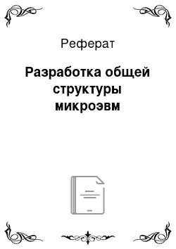 Реферат: Разработка общей структуры микроэвм