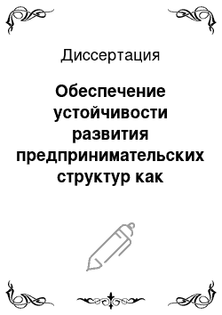 Диссертация: Обеспечение устойчивости развития предпринимательских структур как основа стратегического планирования фирмы в условиях реформирования ЖКХ