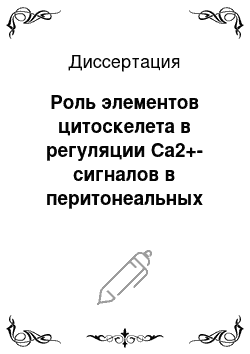 Диссертация: Роль элементов цитоскелета в регуляции Ca2+-сигналов в перитонеальных макрофагах