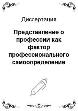 Диссертация: Представление о профессии как фактор профессионального самоопределения учащихся ПТУ