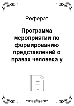 Реферат: Программа мероприятий по формированию представлений о правах человека у дошкольников в МБДОУ № 30