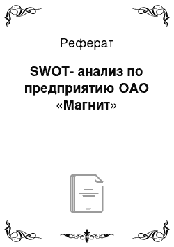 Реферат: SWOT-анализ по предприятию ОАО «Магнит»