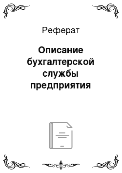 Реферат: Описание бухгалтерской службы предприятия