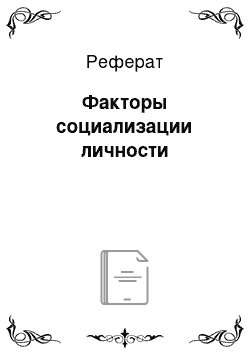 Реферат: Факторы социализации личности