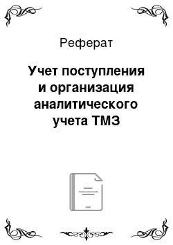 Реферат: Учет поступления и организация аналитического учета ТМЗ