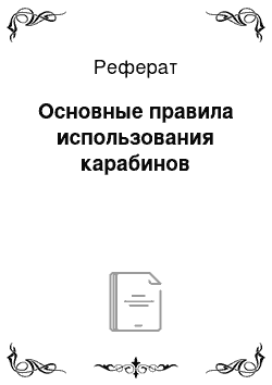 Реферат: Основные правила использования карабинов