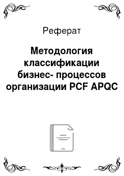 Реферат: Методология классификации бизнес-процессов организации PCF APQC