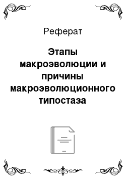 Реферат: Этапы макроэволюции и причины макроэволюционного типостаза