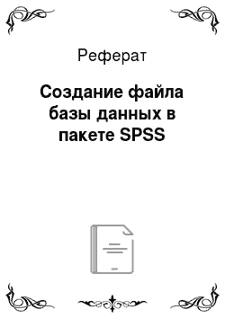 Реферат: Создание файла базы данных в пакете SPSS
