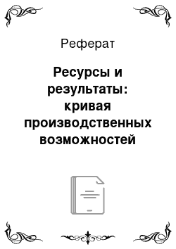 Реферат: Ресурсы и результаты: кривая производственных возможностей