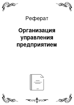 Реферат: Организация управления предприятием