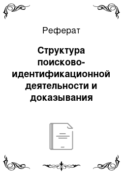 Реферат: Структура поисково-идентификационной деятельности и доказывания